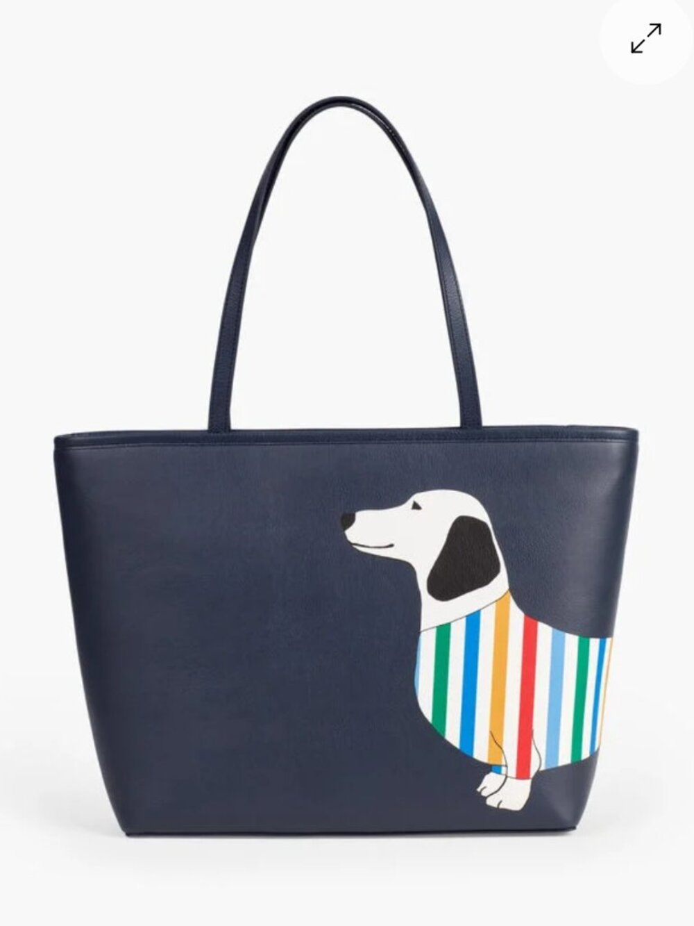 Talbots Striped Dachshund Dog Navy Tote Bag